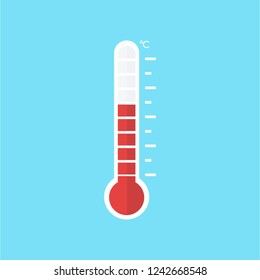 Thermometer equipment showing hot or cold weather. Thermometer Icon.Celsius and fahrenheit meteorology thermometers measuring , vector illustration. 