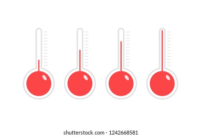 Thermometer equipment showing hot or cold weather. Thermometer Icon.Celsius and fahrenheit meteorology thermometers measuring , vector illustration. 