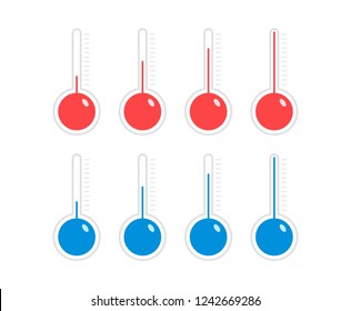 Thermometer equipment showing hot or cold weather. Thermometer Icon.Celsius and fahrenheit meteorology thermometers measuring , vector illustration. 
