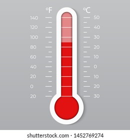 Thermometer equipment showing hot or cold weather. Celsius and fahrenheit measuring heat and cold. Vector illustration EPS10