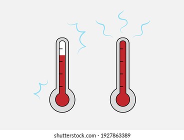 Thermometer equipment showing weather on gray background. Thermometer icon. Vector illustration.