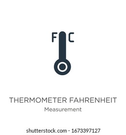 Thermometer fahrenheit and celsius icon vector. Trendy flat thermometer fahrenheit and celsius icon from measurement collection isolated on white background. Vector illustration can be used for web 