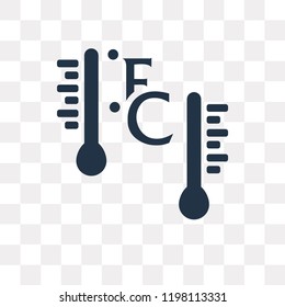 Thermometer Fahrenheit and Celsius vector icon isolated on transparent background, Thermometer Fahrenheit and Celsius transparency concept can be used web and mobile