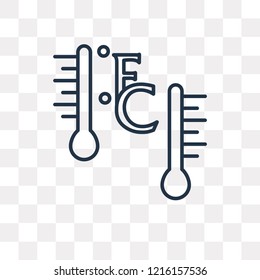 Thermometer Fahrenheit and Celsius vector outline icon isolated on transparent background, high quality linear Thermometer Fahrenheit and Celsius transparency concept can be used web and mobile