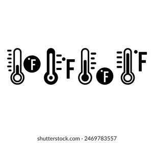 termómetro fahrenheit temperatura Clima icono Vector diseño simple negro blanco colores ilustraciones Plantillas Conjuntos