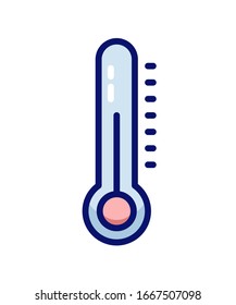 Thermometer filled outline vector icon illustration. For concepts of healthcare, weather and other measuring subjects. Cold and warm. Flu, virus