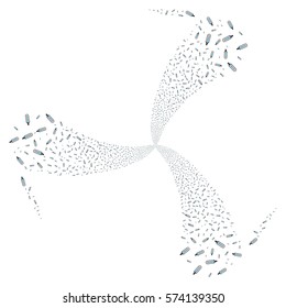 Thermometer fireworks swirl rotation. Vector illustration style is flat blue and gray iconic symbols on a white background. Object whirl organized from random design elements.