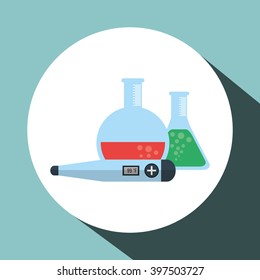 thermometer and flask  icon design