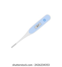 thermometer flat design vector illustration. Glass medical digital thermometer for fever measurement diagnostic. logo pictogram for medical and healthcare. Medical measuring device icon.