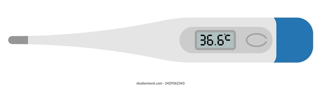 Thermometer flat design vector illustration. Medical digital thermometer for fever measurement diagnostic. Logo pictogram for medical and healthcare. Medical measuring device icon.