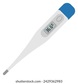 Thermometer flat design vector illustration. Medical digital thermometer for fever measurement diagnostic. Logo pictogram for medical and healthcare. Medical measuring device icon.