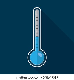 Thermometer flat icon design. Cold weather concept.