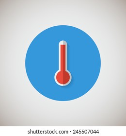 Thermometer flat icon. Flat design style modern vector illustration. Isolated on stylish color background. Flat long shadow icon. Elements in flat design. EPS 10.