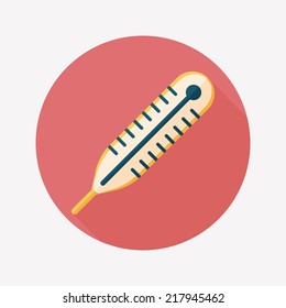 thermometer flat icon with long shadow