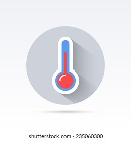 Thermometer flat icon with long shadow. Vector illustration, Eps10.