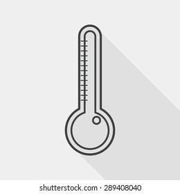 thermometer flat icon with long shadow, line icon