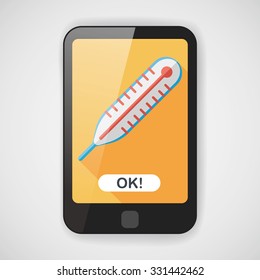 thermometer flat icon with long shadow