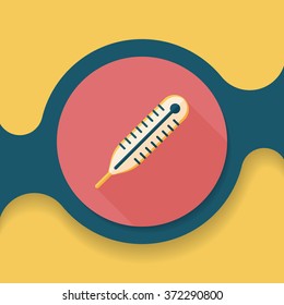thermometer flat icon with long shadow