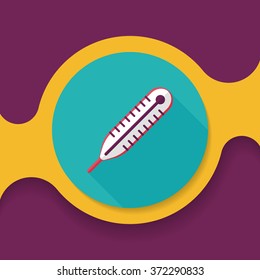 thermometer flat icon with long shadow