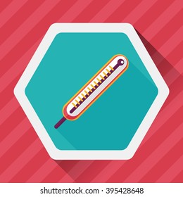 thermometer flat icon with long shadow