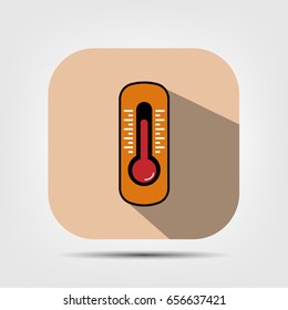 thermometer flat icon with long shadow