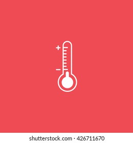 Thermometer Flat Icon On Red Background