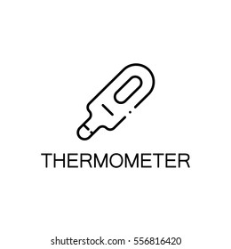 Thermometer flat icon. Single high quality outline symbol of baby stuff for web design or mobile app. Thin line signs of thermometer for design logo, visit card, etc. Outline pictogram of thermometer