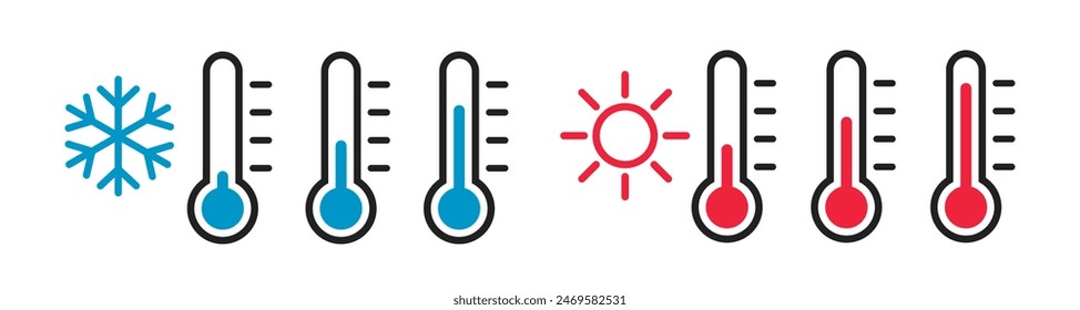 Thermometer flat icon, symbol. Hot and cold temperature. Vector illustration.