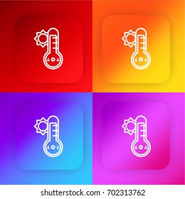 Thermometer four color gradient app icon set