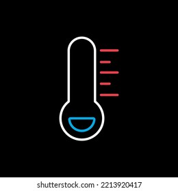 Thermometer Frost kalt einzelne Vektorsymbol auf schwarzem Hintergrund. Meteorologie-Zeichen. Graph-Symbol für Reise-, Tourismus- und Wetterwebsite und Apps-Design, Logo, App, UI