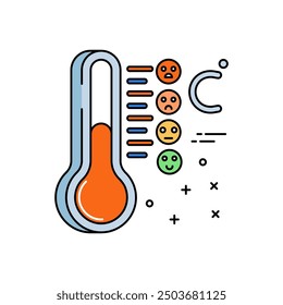 Thermometer Gauge Fill Color Icon, Vector illustration