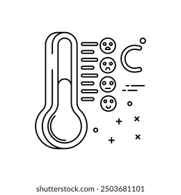 Icono del contorno del indicador del termómetro, Ilustración vectorial