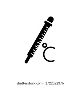 Vector de diseño de icono de glifo termómetro. Símbolo médico de signo. Trazo editable. Icono vector de glifo negro.
