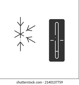 Thermometer glyph icon. Frozen weather outside. Nice winter day. Frigid temperature. Cold and frosty air. Hoarfrost. Weather concept. Filled flat sign. Isolated silhouette vector illustration