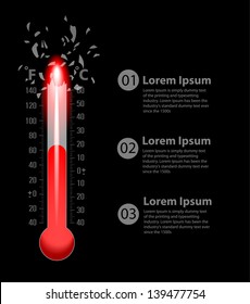 Thermometer graphic showing breaking, Vector illustration template design