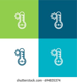 Thermometer green and blue material color minimal icon or logo design