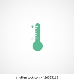 Thermometer Green Flat Icon On White Background