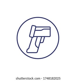 thermometer gun line icon on white