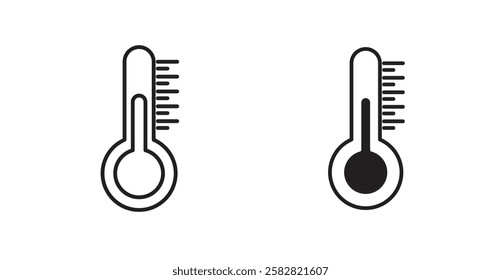 Thermometer half filled and outlined icons vectors on white background