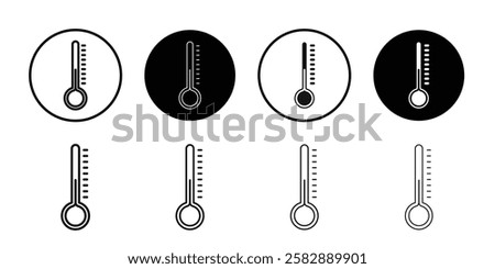 Thermometer half icon Black line art vector logo set