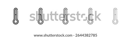Thermometer half icon graphic set. trendy stroke line style