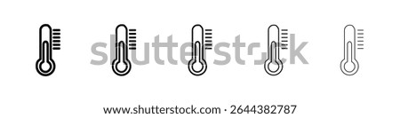 Thermometer half icon graphic set. trendy stroke line style