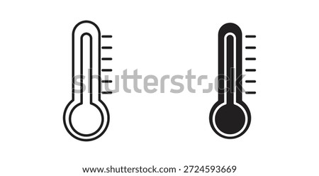 Thermometer half icon with line and silhouette versions.