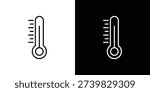 Thermometer half icon. Outline symbol for Website UI