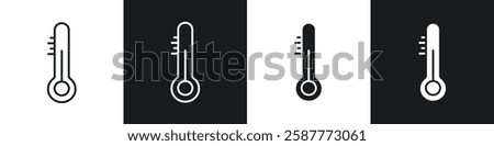 Thermometer half icon set black and white colors. Graphic Vector icons pack