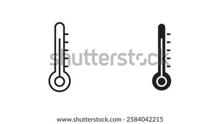 Thermometer half icon set in thin line. vector illustrations for web