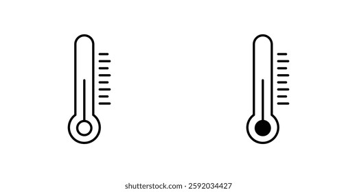 Thermometer half icon symbol collection on white background.