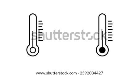 Thermometer half icon symbol collection on white background.