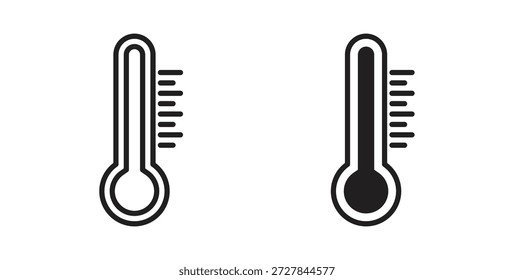 Icono de la mitad del termómetro. Ilustración vectorial, plano y carrera