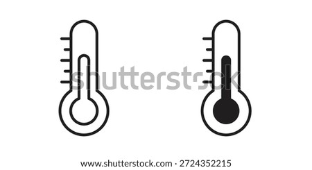 Thermometer half icons of black colored in various styles
